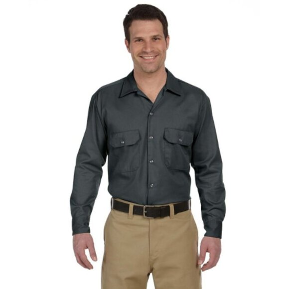 Dickies Men's 5.25 oz. Long-Sleeve Work Shirt - Charcoal - Picture 1 of 1
